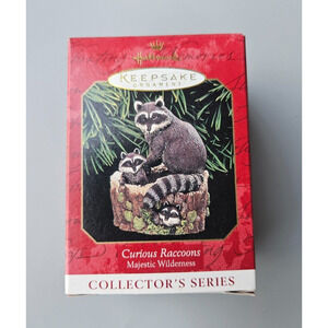 Vintage Hallmark Keepsake Ornament "Curious Raccoons" Majestic Wilderness 1999